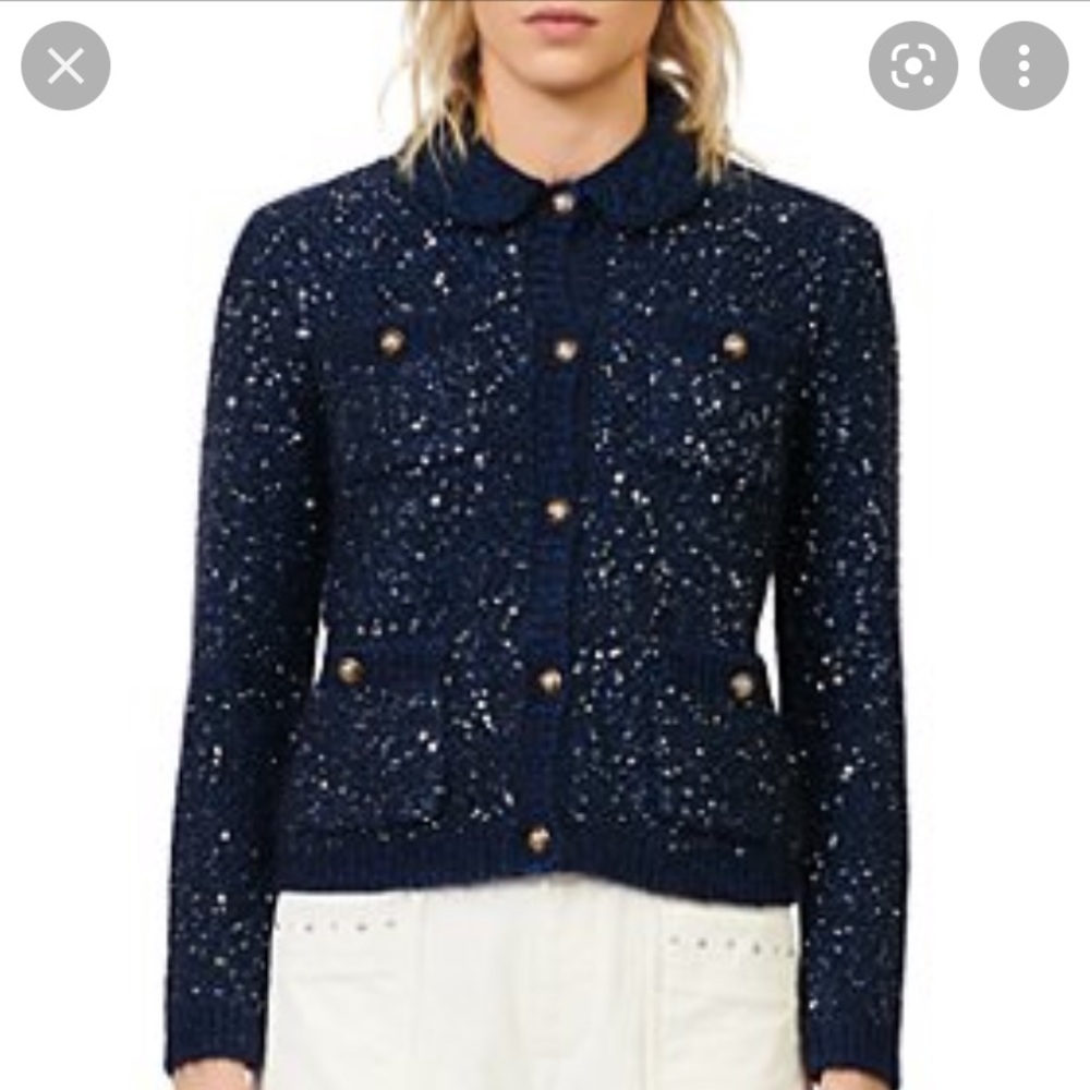 Maje navy lurex mornings cardigan NEW! Never worn.